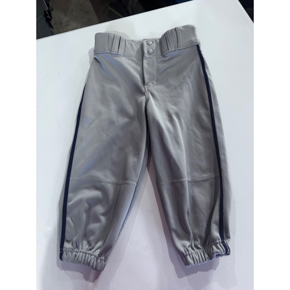Champro Youth Medium Baseball Pants Grey Navy Blue Stripe Piping BP4J15